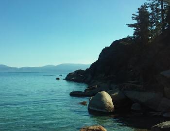 D.L. Bliss State Park calm water with large boulders