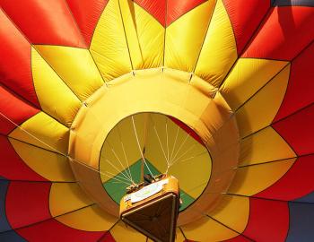 looking up into a hot air balloon