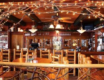 interior of restaurant table and chairs