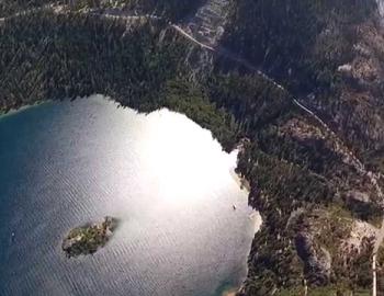 view of emerald bay tea island from the air