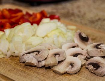 mushrooms onions and peppers