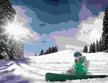 snowboarder sitting on mountain