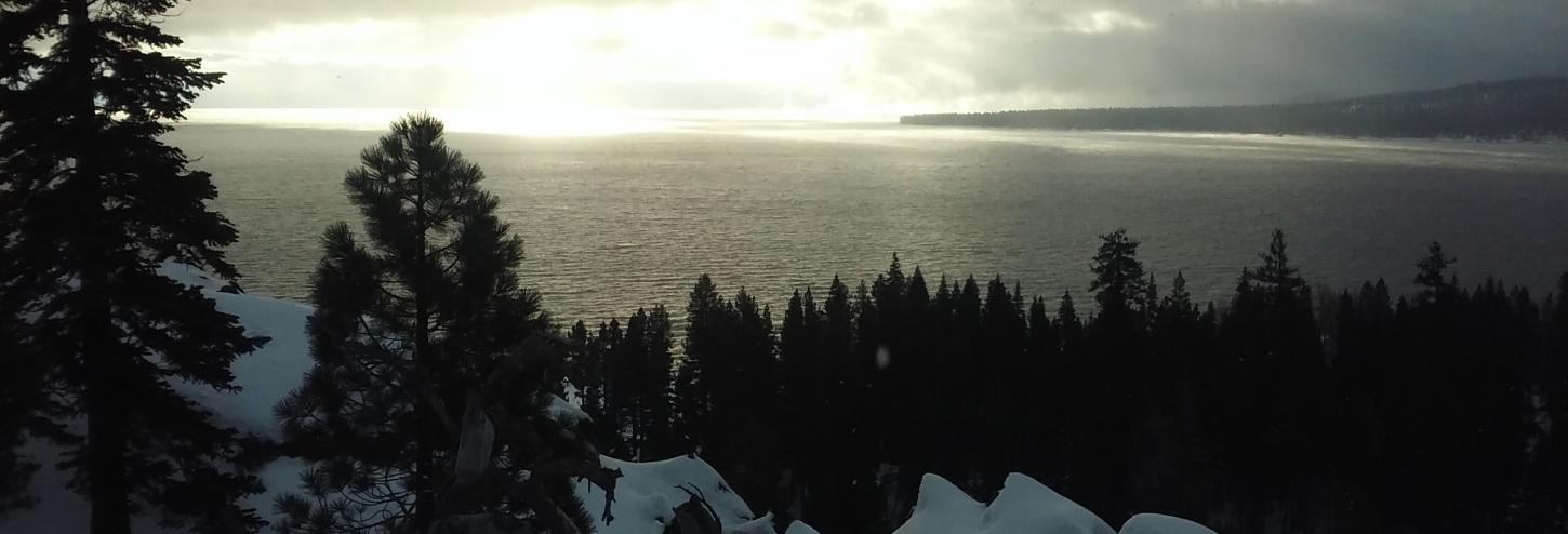 Eagle Rock at Sunrise Winter overlooking water