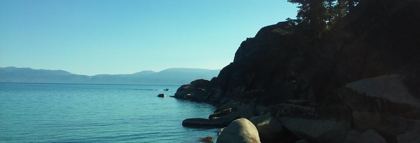 D.L. Bliss State Park calm water with large boulders