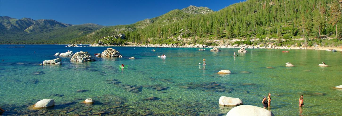 Shallow waters of tahoe, calm shallow waters with boulders