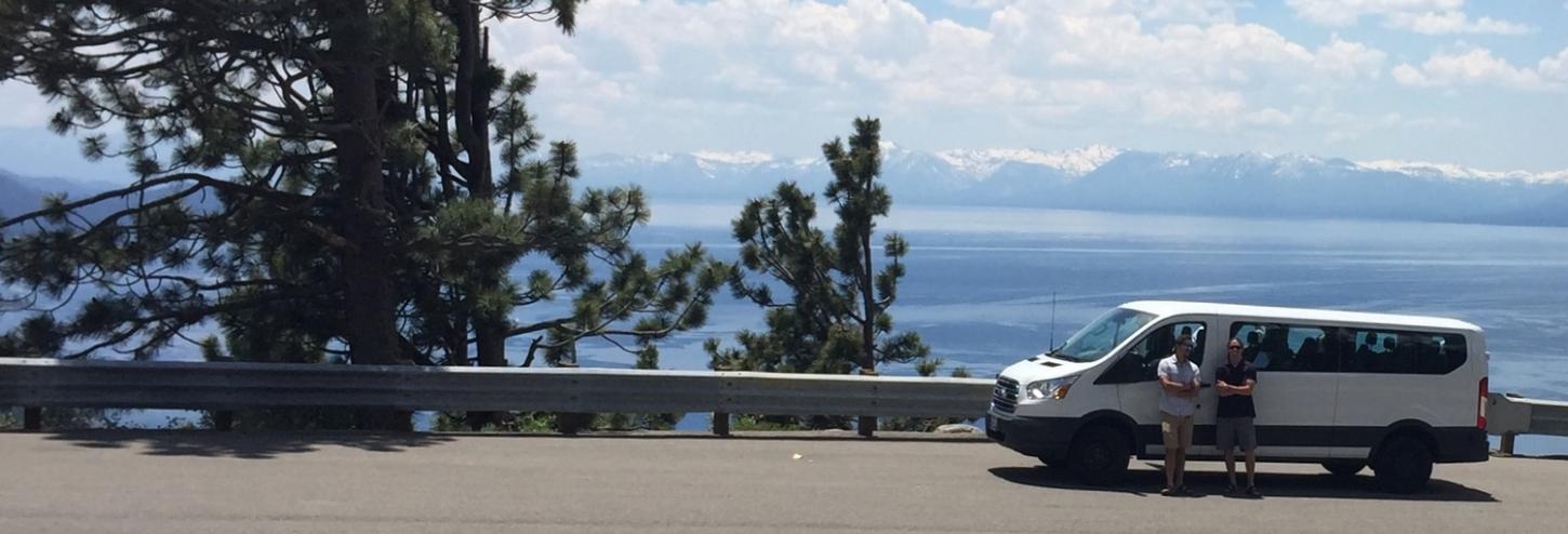 touring van overlooking the lake