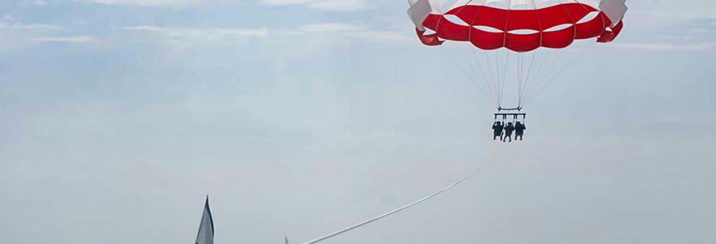 people parasailing in the air