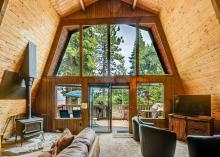 living room with large sunny windows