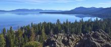view of lake tahoe from the top of a rock