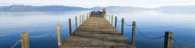 wooden dock with lake tahoe background