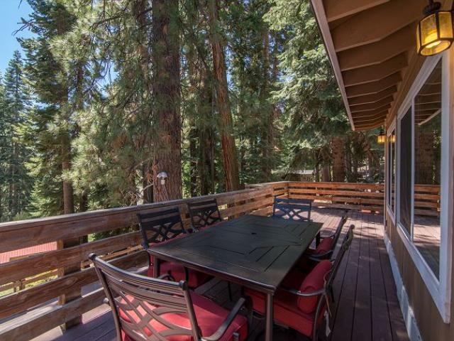 outdoor deck with dining table