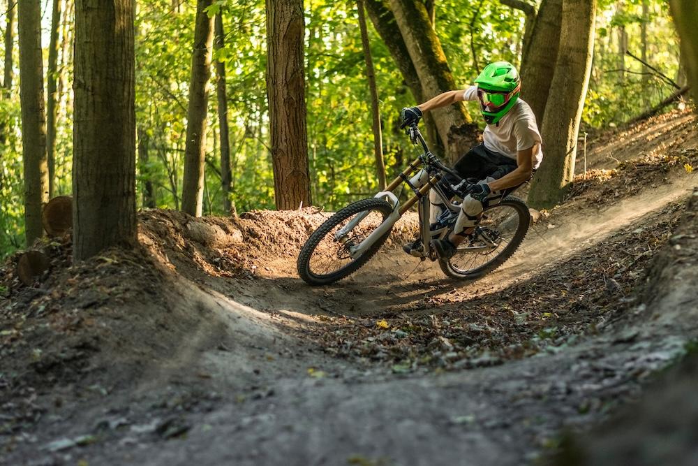 mountain biker downhill racing